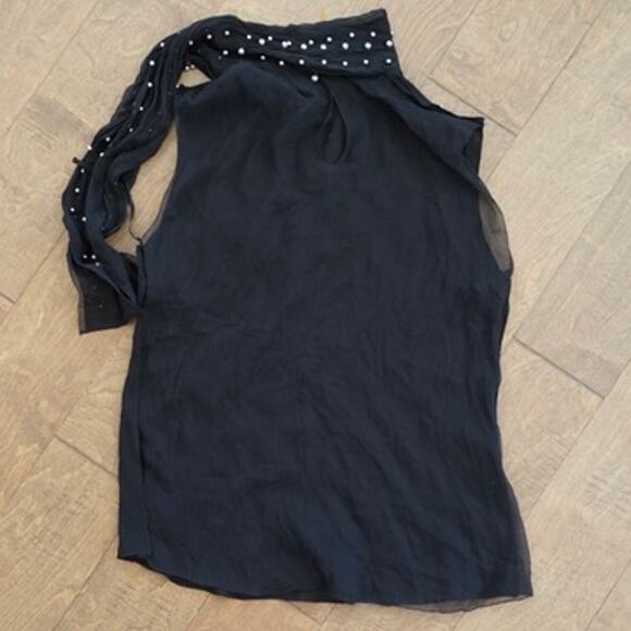 Dolce & Gabbana Pearl Embellished Halter Neck Top Black Womens Size M - Picture 4 of 7